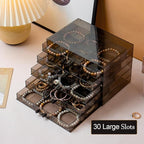 SPAKOWN Earring Organizer, Acrylic Earring Box Large 30 Compartments Jewelry Holder Organizer with 5 Drawers Stackable Earrin