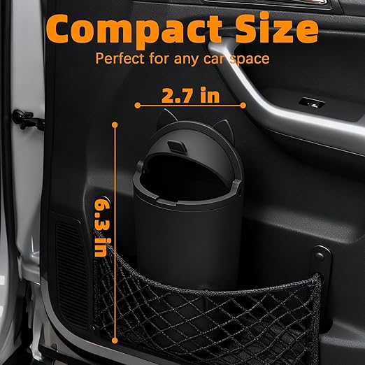 Leakproof Car Trash Can,Mini Car Trash Bin for SUV and Truck,Small Cars Garbage Can,Waterproof Automotive TrashCan for Vehicle,Home,Office,Multipurpose,Easy to Clean (Black Silicone)