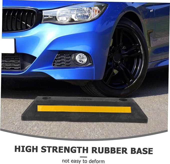 Heavy Duty Rubber Parking Block Stopper with Anti-Slip Texture Garage Car Stop Indicator for Driveway and Parking Lot Pre-drilled for Secure Installation