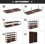 ERONE Shoe Rack Storage Organize, 28 Pairs Portable Double Row with Nonwoven Fabric Cover Shoe Shelf Cabinet for Closet