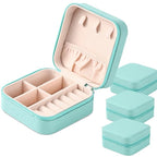 Neveika Mini Jewelry Box Leather Jewellery Ring Organizer Case Storage Gift Box Girls and Women (4pcs blue).