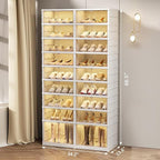 SYNCVIBE Collapsible Shoe Rack Organizer 9 Tiers-36 Pairs Foldable Shoe Cabinet with Doors, Large Plastic Folding Shoe Cabine