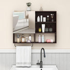 Medicine Cabinet, Wooden Bathroom Wall Cabinet with 2 Doors, Adjustable Shelves & Towel Bar, Over Toilet Storage Cabinet Wall