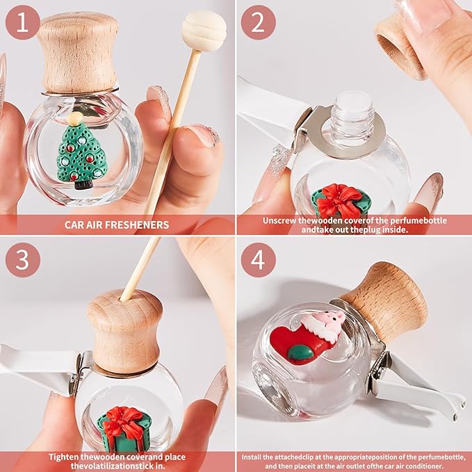 Car Air Freshener Diffuser Christmas Set, Hanging Car Scents Air Freshener, Car Fresheners Long Lasting, Essential Oil Diffus