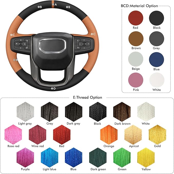 MEWANT Steering Wheel Cover for GMC Sierra Steering Wheel Cover for GMC Sierra 1500 / Sierra 1500 Limited/Sierra 2500 / Sierra 3500/ Yukon (XL) Hive Microfiber Leather
