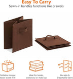 Amazon Basics Collapsible Fabric Storage Bins with Handles, Cube Organizer, Lightweight Fabric, 10.5"x10.5"x11", Brown, 6-Pac