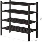 ROMGUAR CRAFT 4 Tier (Thick) Bamboo Shoe Rack for Closet Free Standing Wood Shoe Shelf for Entryway Small Space Stackable 27"