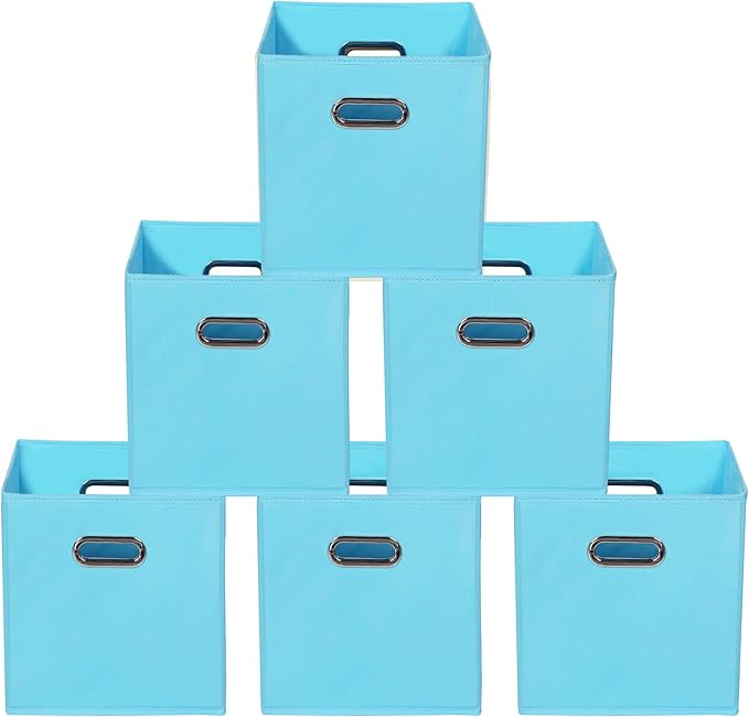 Yunkeeeper storage bins Cubes, Fabric Cube Organizer with Handle, Foldable Cube Bins for Cloth or Accessary Storage, 11x11x11