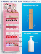 Over the Door Organizers Storage - 5 Shelf Hanging Storage shelves Door Organizer with Pockets, Anti Tilt 44 lb Load Behind D