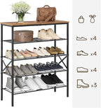 YATINEY 5-Tier Shoe Rack, Shoe Storage for Entryway and Closet, Free Standing Shoe Organizer with Metal Mesh Shelves, 16-20 P