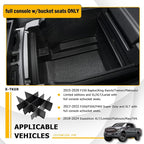 Center Console Organizer Compatible with Ford F150 2015-2020, F250/F350/F450 SuperDuty 2017-2022, Expedition 2018-2024 Accessories, Middle Console Organizer Divider (full console w/bucket seats ONLY)