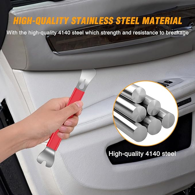 GOOACC 11PCS Trim Removal Tool Kit, Metal & Nylon Pry Tools Set for Car Door Panel, Dashboard, Audio, Clips, Fastener Remover