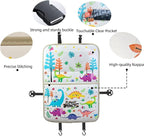 kids Leather Car Backseat Organizer with Foldable Table Tray, Car Storage Organizer with Tablet Holder, Car Seat Back Protectors Kick Mats, Travel Accessories (Dinosaur)