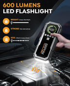 Jump Starter with Air Compressor, BRPOM 8000A Portable Car Jump Starter (All Petrol/12L Diesel), 160PSI 12V Battery Jump