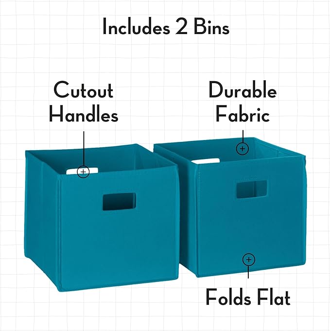 RiverRidge Folding Storage Bins with Handles Turquoise Cube Storage Organizer for Closet, Bedroom & Playroom - Closet Organiz