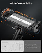 APPS2Car iPad Cup Holder Mount, Adjustable Alloy Arm for Car, Tablet Mount Road Trip Essentials Compatible With 4.7"-12.9" Cell Phones & Tablets