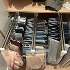 Pull Out Clothes Rail Extendable Pull Out Closet Rod - Adjustable Clothing Organizer Holder, Telescopic Pant Hanger with Damp
