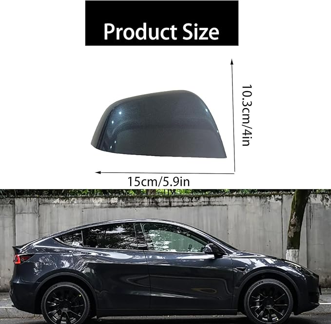 Compatible with Tesla Model Y Side Mirror Cover Replacement 2021 2022 2023 2024, Right Passenger Side Rearview Mirror Cover Cap for Model Y Accessories(Silver)