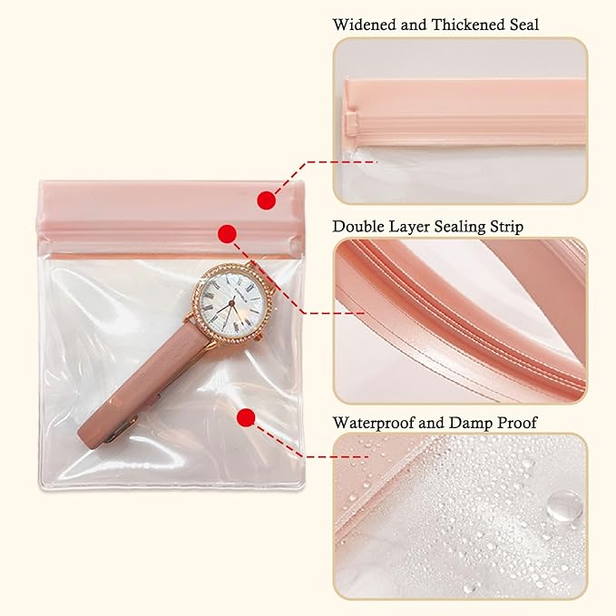 30 PCS Clear Plastic EVA Anti Tarnish Jewelry Storage Bags, Zip Ziplock Jewelry Pouches for Selling & Gift, Little Mini Trave