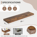 30 Inch Floating Shelves, 8 Inch Deep Floating Shelves for Wall, Hanging Shelf with Invisible Brackets, Deep Shelves for Bath