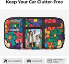 Car Sun Visor Organizer,Hippie Flower Multi-Pocket Car Truck SUV Storage Pouch Holder Elastic Bands Universal Fit Document Holder for Registration