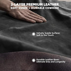 Suede Leather Steering Wheel Cover Wrap Kit - DIY Stitch-On for 15-16" Wheels, Superior Sweat Absorption & Non-Slip Grip, Comfortable & Durable Year-Round Upgrade