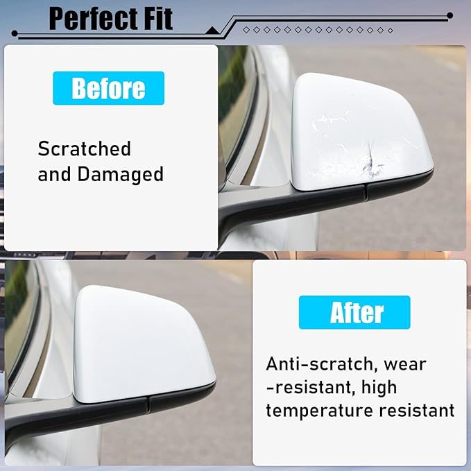 Jaronx Compatible with Tesla Model Y Side Mirror Cover Replacement 2020 2021 2022 2023 2024, Left Driver Side Pearl White Door Rearview Mirror Cover Cap for Tesla Model Y Accessories