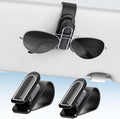 Veharvim Sunglass Holder for Car (2 Pack, One-Handed Operation, Gentle & Secure Hold, Silicone Padded, Universal Fits Sunglass and Car Visor) - Sunglasses Clip for Car Visor (Black & Silver, 2 Pack)