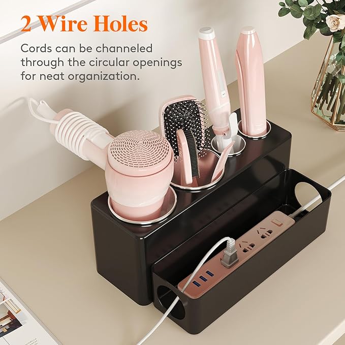 Lifewit Hair Tool Organizer Countertop, Removable Blow Dryer Holder for Bathroom, Acrylic Hot Tools Organizer Storage for Cur
