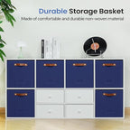 FinishingBo 6-Pack Storage Cubes with Handles & Label Holders Basket, Closet Cube Home Organizer Bins(Blue, 13 x 13 x 13 inch