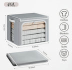 Yecaye Clothes Storage Bins with Metal Frame, Foldable Clothing Storage Bin with Lid, Stackable Oxford Fabric Organizer Box W