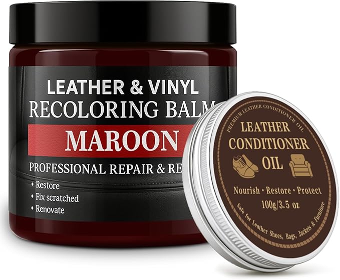 Leather Color Restorer, Leather Recoloring Balm, Scratch Remover, Leather Dye, Leather Paint with Leather Conditioner, Leathe