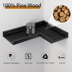 4-Tier Black Corner Floating Shelves Wall Mounted - Floating Shelves with Lip, Solid Pine Wooden Corner Wall Shelf for Wall D
