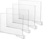 CY craft Acrylic Shelf Dividers for Closets,Wood Shelf Dividers, 4 PCS Clear Shelf Separators,Perfect for Clothes Organizer a