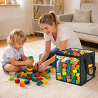 4 Pack Clear Toy Storage Bin with Lids - 12" x 12" Storage Cube Bin Foldable PVC Boxes with Handles, Storage Organizers for T