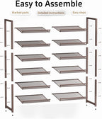 6-Tier Metal Large Shoe Rack,Tall Shoe Rack for Closet,entryway,Garage, with Adjustable Flat or Angled Shelves, Hold 20-26 Pa