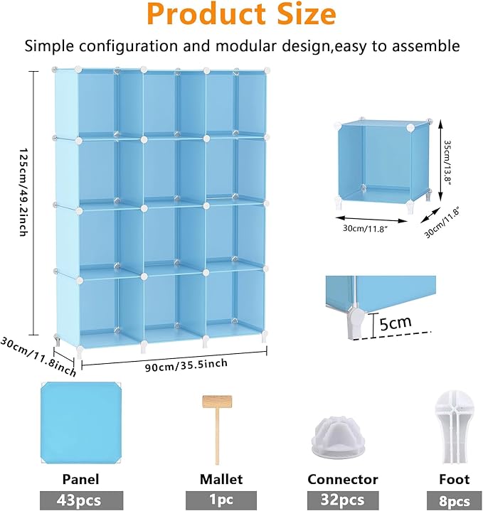 AWTATOS Cube Storage Organizer Protable Closet Organizers and Storage for Kids DIY Stackable 12 Cube Storage Shelves Clothes 