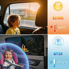 ZATOOTO Car Window Shades, Car Window Covers Baby Breathable Mesh UV Heat Protection Universal Fit for Most Vehicles Easy Magnetic Installation Perfect for Camping Travel Napping