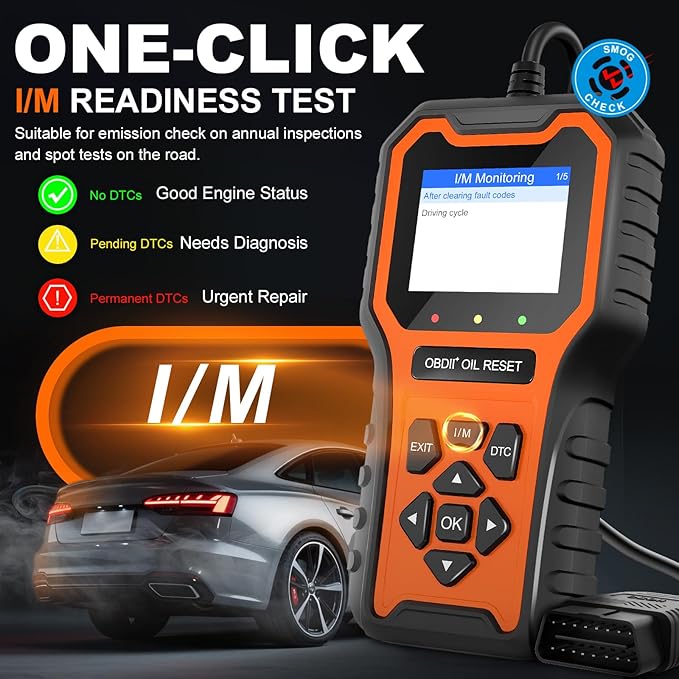 OBD2 Scanner, Code Reader OBDII Scan Tool for Check Engine Light/Oil Light Reset, Fast and Accurate Fault Diagnostic Scan Tool