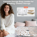 Vacuum Storage Bags Jumbo with Wireless Charging Air Pump, 10 Pack Vacuum Seal Bags 27.6x39.4 inches, Compression Bags for Bl
