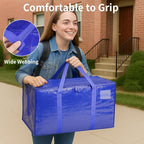 16 Pack-Extra Large Heavy Duty Moving Bags - Waterproof Storage Totes with Handles & Zippers, Foldable for College Dorm, Stor