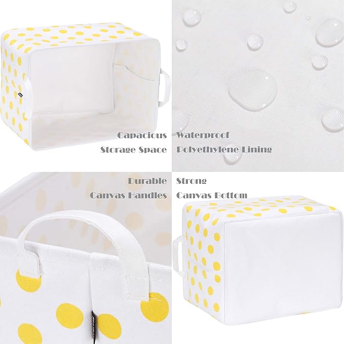 Sea Team Collapsible Canvas Fabric Storage Basket with Handles, Rectangle Waterproof Storage Bin, Box, Cube, Foldable Shelf B