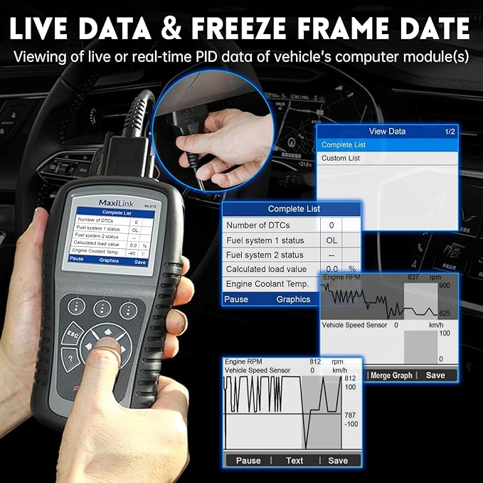 Autel Maxilink ML619 OBD2 Scanner, New Autel Scanner Upgraded Version of AL519/AL619, Code Reader with ABS SRS Diagnoses for