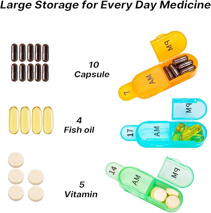 Daviky Monthly Pill Organizer 2 Times a Day - 30 Day Pill Box AM PM, BPA Free One Month Medicine Organizer Twice Daily, 31-Da