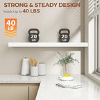 Dreamland 40 Inch White Floating Shelves for Wall,8 Inch Deep Floating Shelves,40" W x 8" D Wall Shelves for Bedroom,Living R