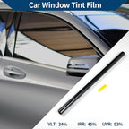 Car Window Tint Film Window Privacy Film Car Carbon 2 PLY PET 24.61 ft x 23.62 Inch 1 Pc Black VLT 34% IRR 45% UVR 93%