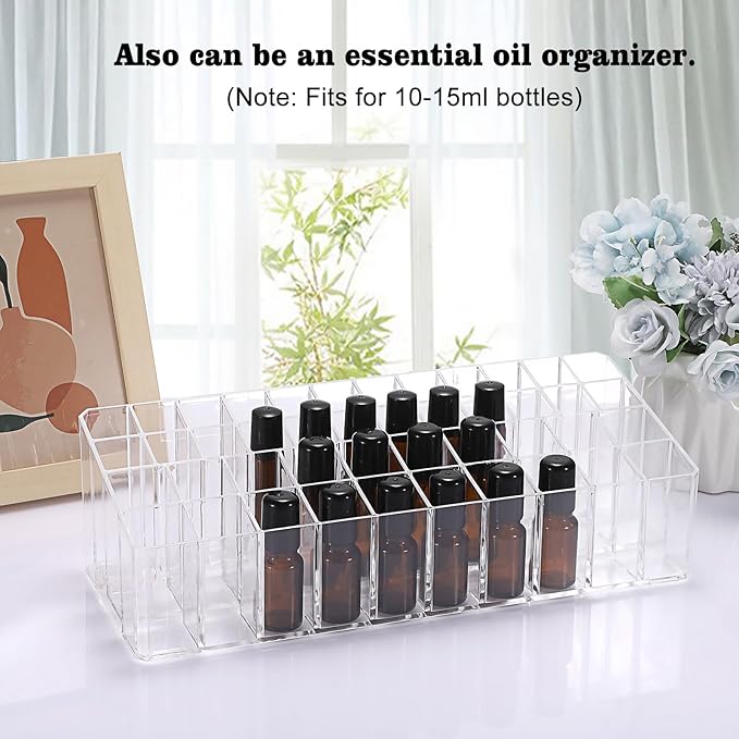 ELLDOO Rollerball Perfume Organizer, 44 Spaces Clear Acrylic Perfume Storage Holder Beauty Scent Holder, Essential Oil Storag