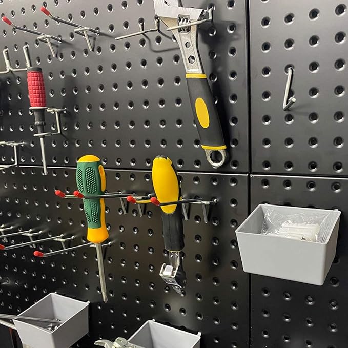 Wallmaster Pegboard Organizer Garage Storage - 48pcs Pegboard Hooks Set, Pegboard Tool Organizer with 48x24 Inch Steel Peg Bo