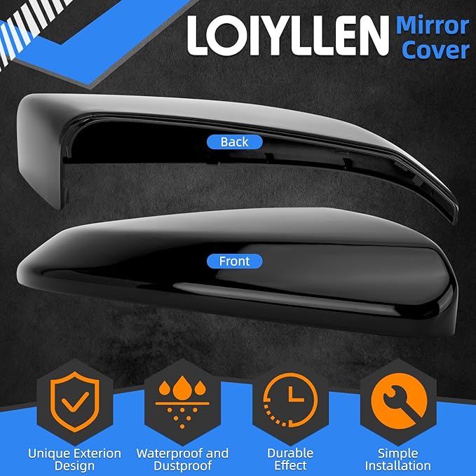 Passenger Side Mirror Cover Replacement for Honda Civic 2016-2021, Insight 2019-2021 - Right Side Mirror Covers, Rear View Mirrors Cap Black