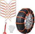 Qoosea Snow Chains Tire Chains for Car, Trucks, SUV 12 Pieces Universal Thickened Manganese Steel Emergency Snow Tire Chains,